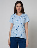Details Short Sleeve T-Shirt Front Full Printed Small Flower