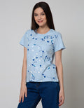 Details Short Sleeve T-Shirt Front Full Printed Small Flower