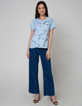 Details Short Sleeve T-Shirt Front Full Printed Small Flower