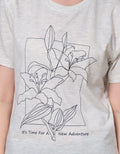 Details Short Sleeve T-Shirt Flower Blue Outline And Box