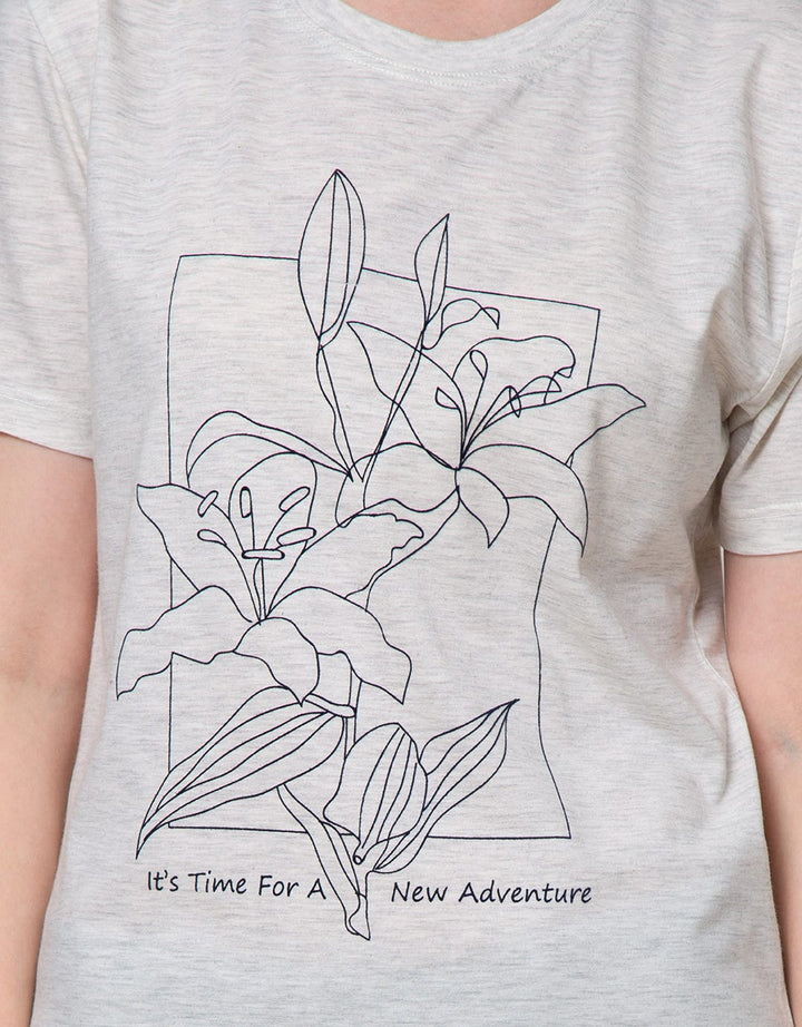 Details Short Sleeve T-Shirt Flower Blue Outline And Box