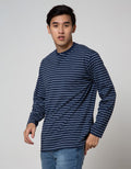 Cole Long Sleeve T-Shirt Henley Stripe 1 Pocket Lhenstfd:Navy Blue:S:Stripes:Ls T-Shirt