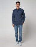 Cole Long Sleeve T-Shirt Henley Stripe 1 Pocket Lhenstfd:Navy Blue:S:Stripes:Ls T-Shirt
