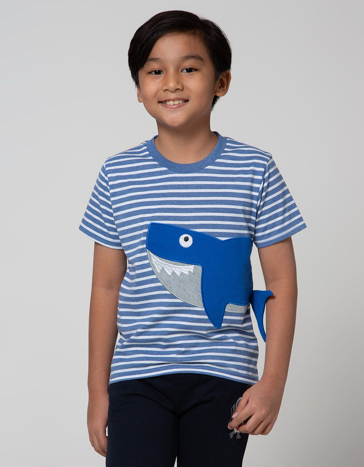 Little M Short Sleeve T-Shirt Stripe Shark