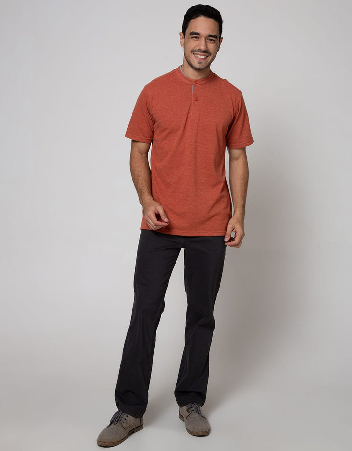 Cole Short Sleeve Polo Shirt Henley Pique