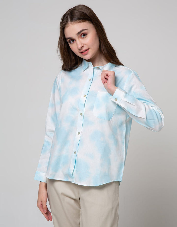Connexion Long Sleeve Shirt Tie Dye Cott Pocket