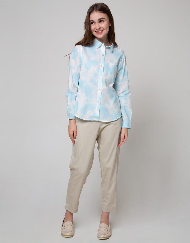 Connexion Long Sleeve Shirt Tie Dye Cott Pocket