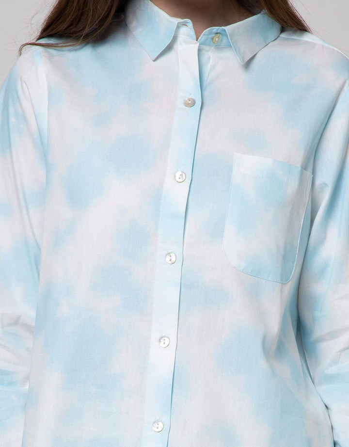 Connexion Long Sleeve Shirt Tie Dye Cott Pocket