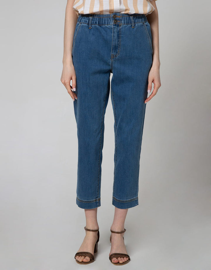 Connexion Denim Long Pants Relax Fit Elastic Waist