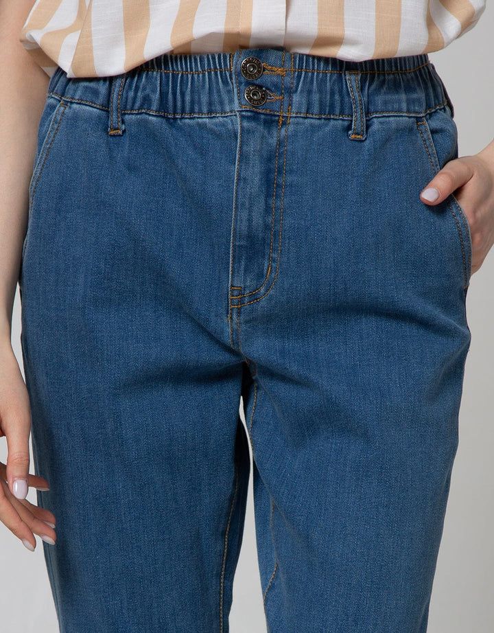 Connexion Denim Long Pants Relax Fit Elastic Waist