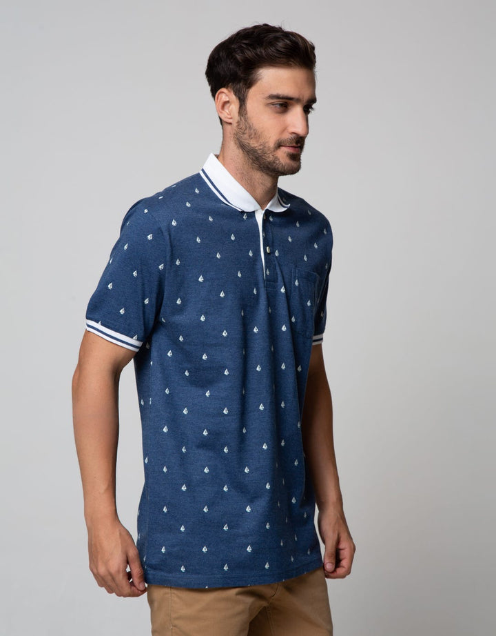 Cole Short Sleeve Polo Shirt Print Perahu