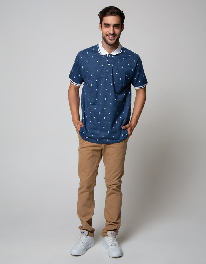 Cole Short Sleeve Polo Shirt Print Perahu