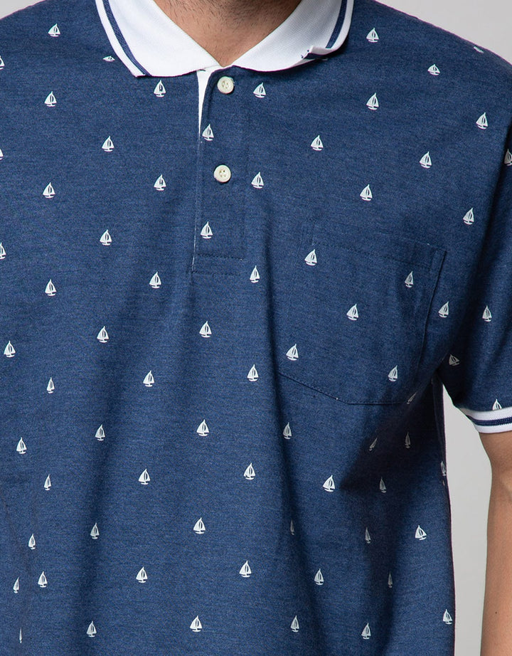 Cole Short Sleeve Polo Shirt Print Perahu
