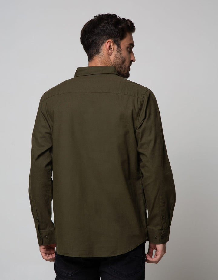 Cole Long Sleeve Shirt Solid Slub 2 Pocket