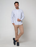 Cole Long Sleeve Shirt Grandad Stripe 1 Pocket
