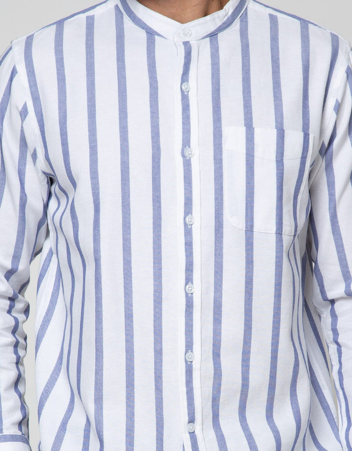 Cole Long Sleeve Shirt Grandad Stripe 1 Pocket