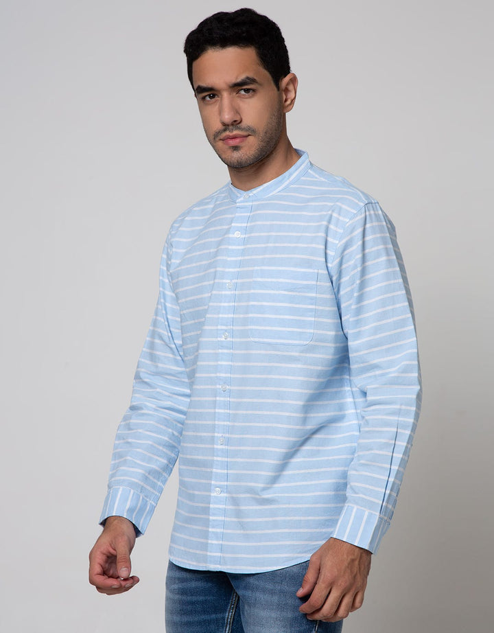 Cole Long Sleeve Shirt Grandad Stripe 1 Pocket