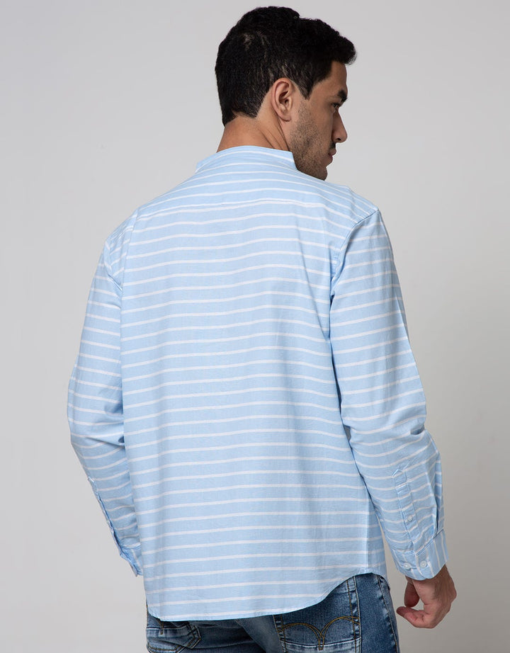 Cole Long Sleeve Shirt Grandad Stripe 1 Pocket