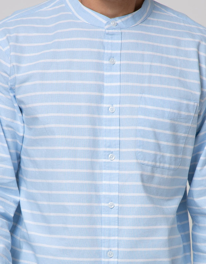 Cole Long Sleeve Shirt Grandad Stripe 1 Pocket
