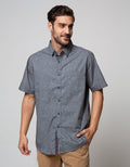 Cole Short Sleeve Shirt Woven Print Textured Look With Contrast Ico