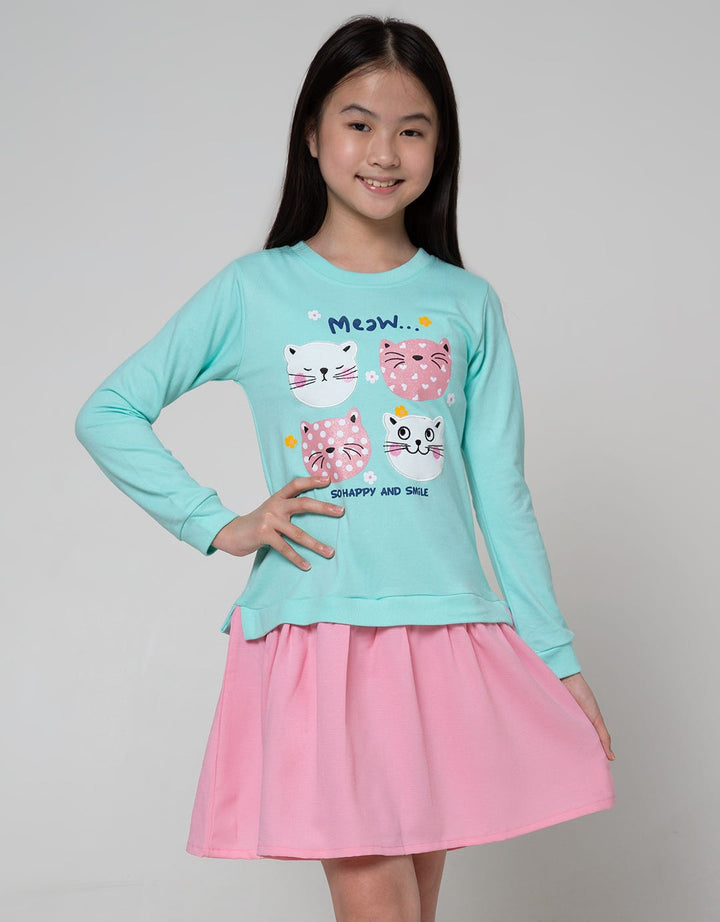 Aero Long Sleeve Dress Woven Cat Friends