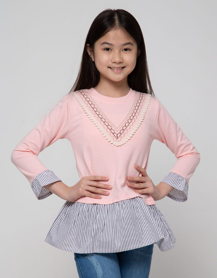 Aero Long Sleeve T-Shirt Combination Woven Tribal Stripes