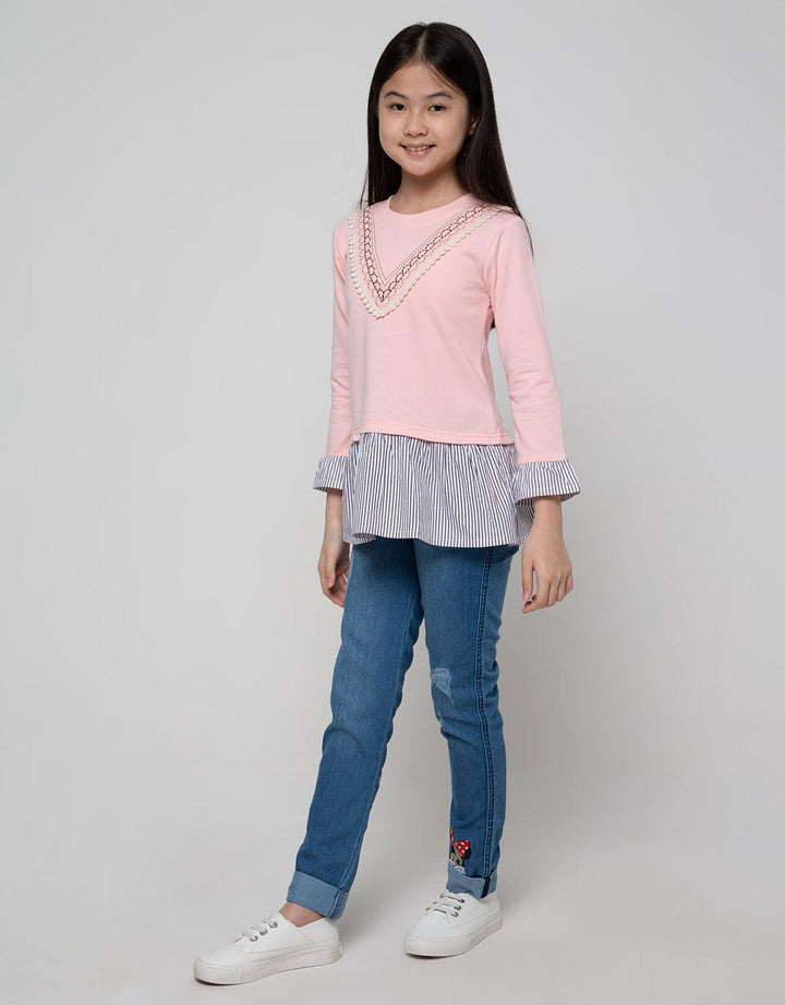 Aero Long Sleeve T-Shirt Combination Woven Tribal Stripes