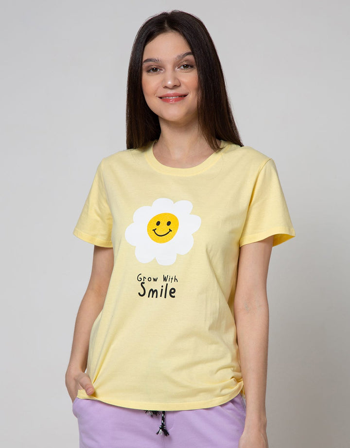 Nevada Short Sleeve T-Shirt Solid Floral Grow With Smile