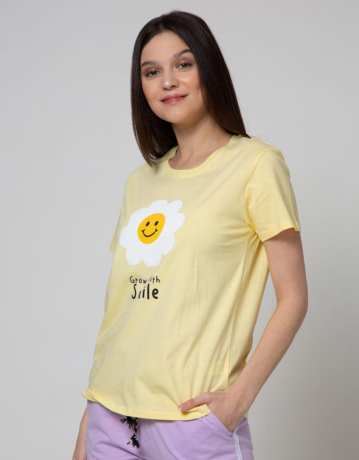 Nevada Short Sleeve T-Shirt Solid Floral Grow With Smile