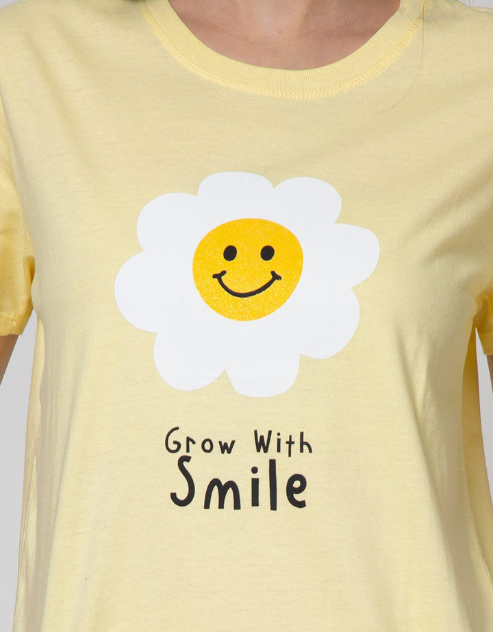 Nevada Short Sleeve T-Shirt Solid Floral Grow With Smile