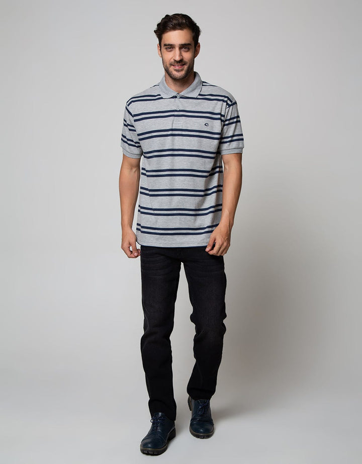 Cole Short Sleeve Polo Shirt Stripe Interlock