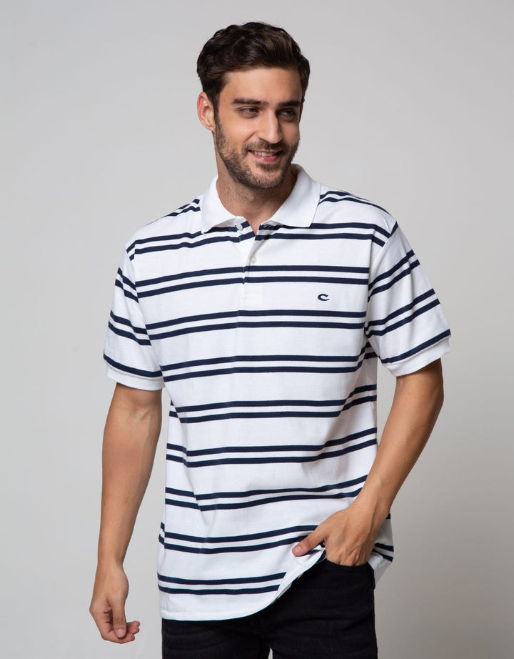 Cole Short Sleeve Polo Shirt Stripe Interlock