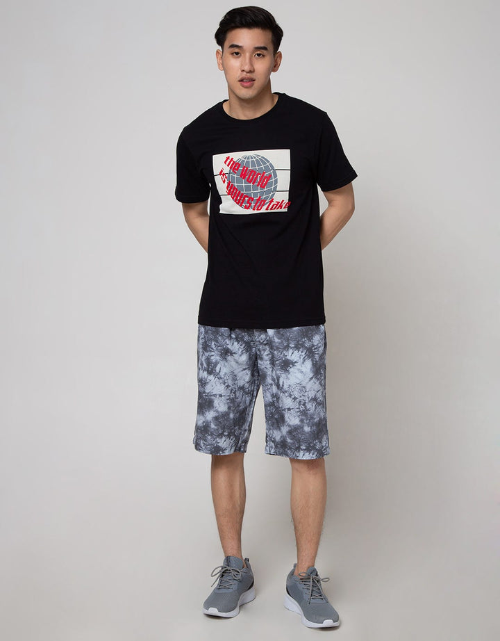 Nevada Short Pants Rib Bottom Print Tie Dye Casual