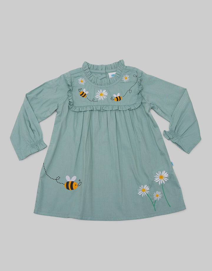Pipiniko Midi Dress Bee Ruffle Long Sleeve
