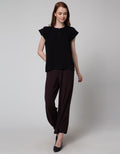 Connexion Short Sleeve Blouse Ruffle Sleeve Double Cloth