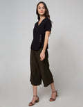 Connexion Short Sleeve Blouse Wrapover With Smoke One Side