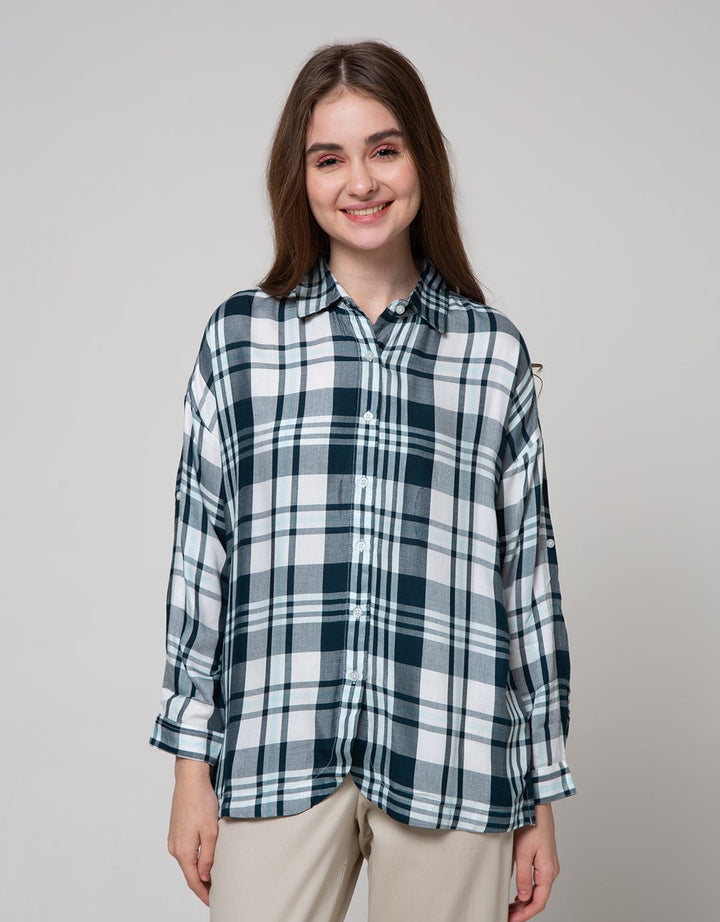 Nevada Long Sleeve Shirt Top Check Rayon