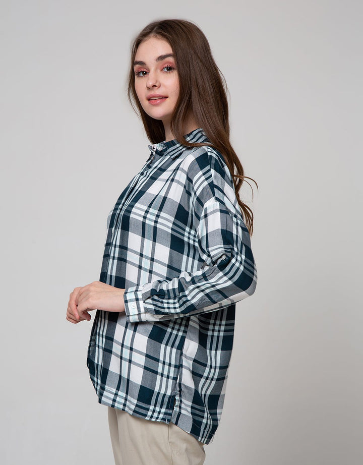 Nevada Long Sleeve Shirt Top Check Rayon