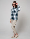 Nevada Long Sleeve Shirt Top Check Rayon