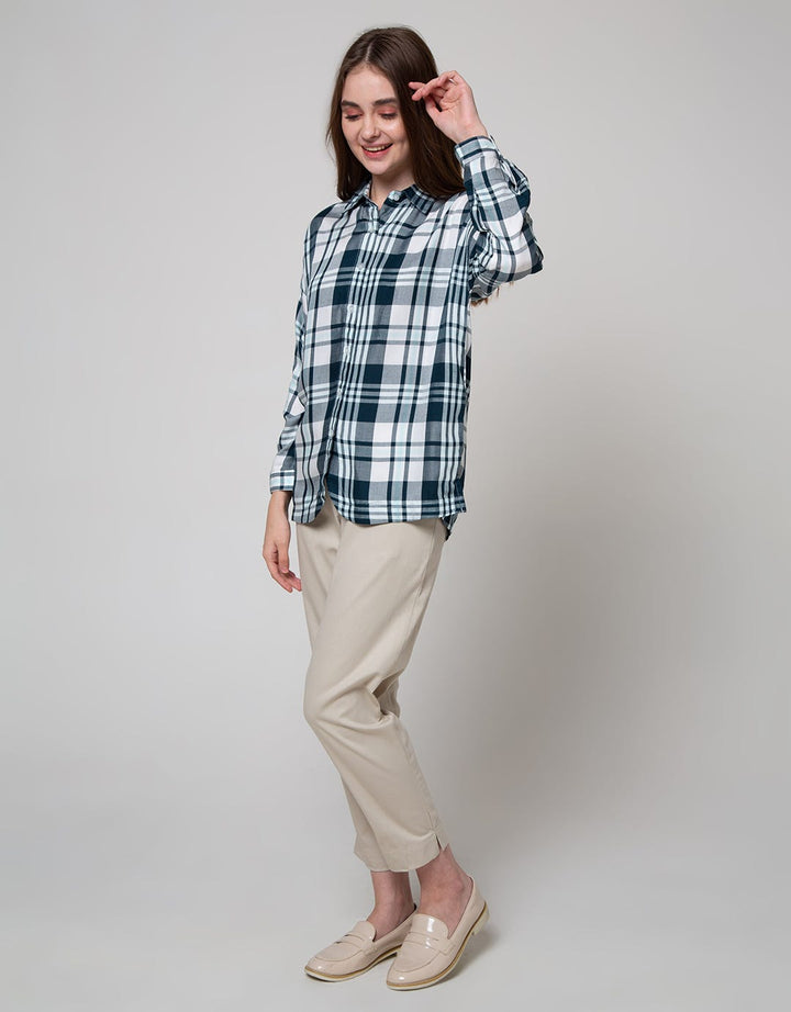 Nevada Long Sleeve Shirt Top Check Rayon