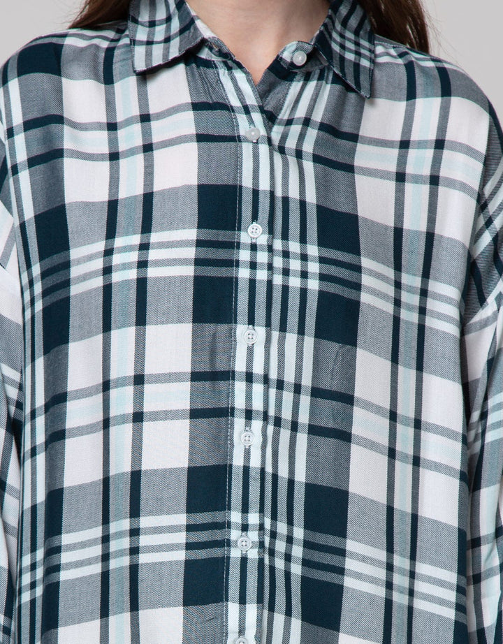 Nevada Long Sleeve Shirt Top Check Rayon