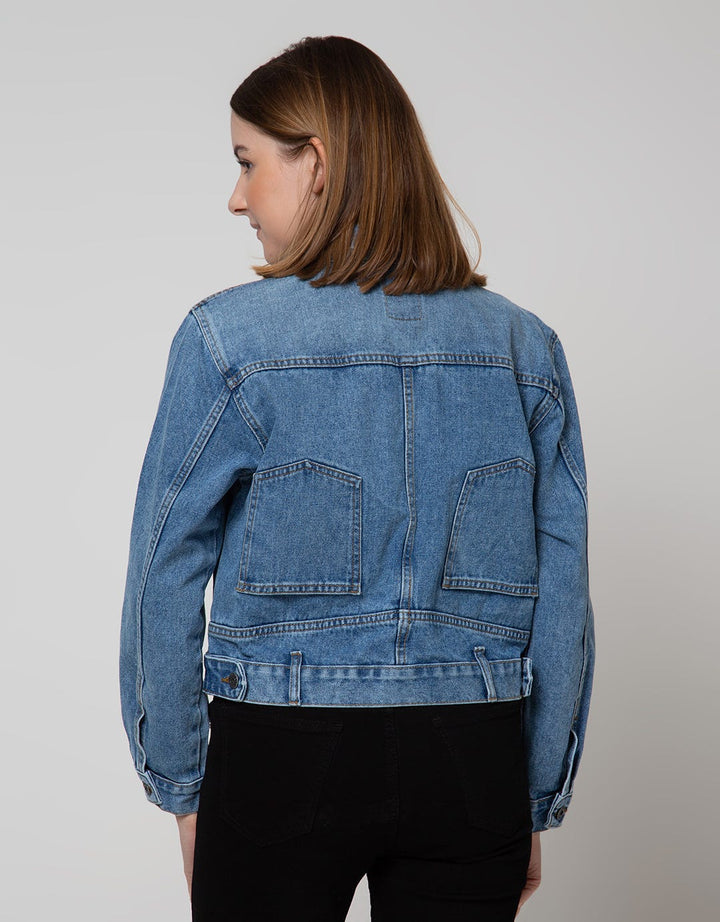 Nevada Denim Jacket Crop With Back Pocket
