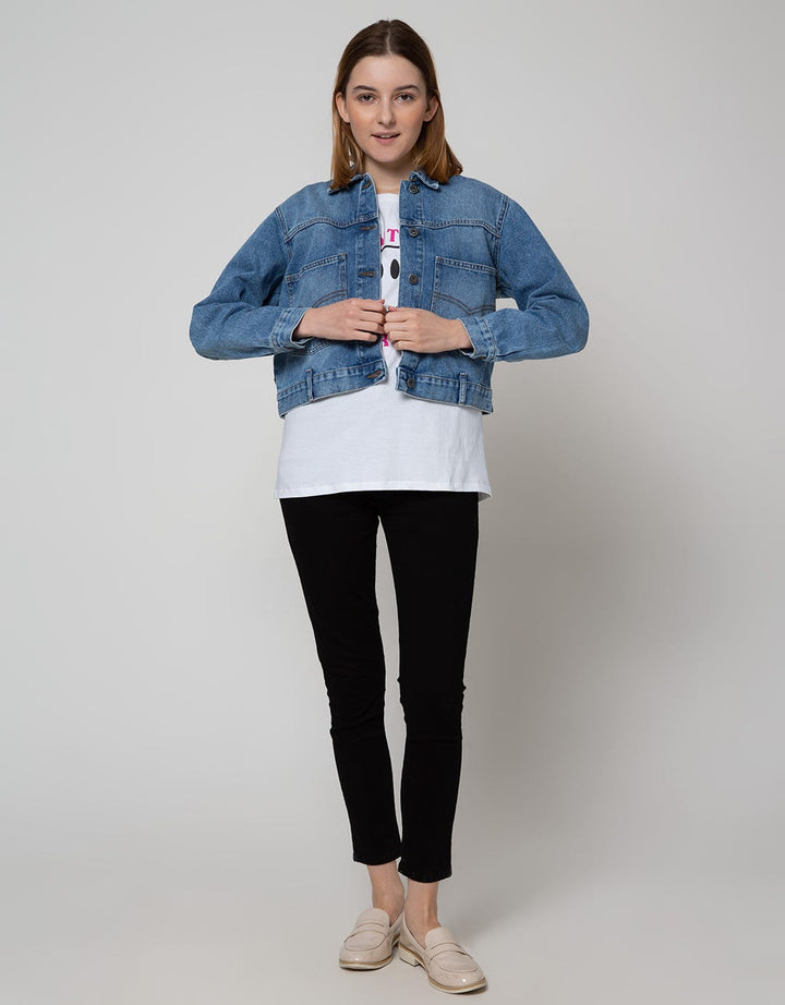 Nevada Denim Jacket Crop With Back Pocket