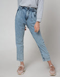 Nevada Denim Long Pants With Button Waist