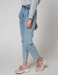 Nevada Denim Long Pants With Button Waist