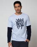 T Zone Long Sleve Print Graffiti Mock Layer Never Stop