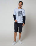 T Zone Long Sleve Print Graffiti Mock Layer Never Stop