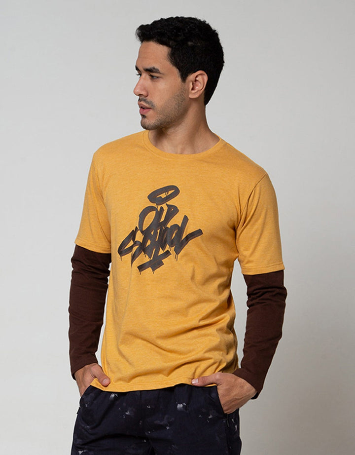 T Zone Long Sleeve Print Graffiti Mock Layer Old School