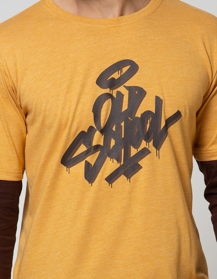 T Zone Long Sleeve Print Graffiti Mock Layer Old School