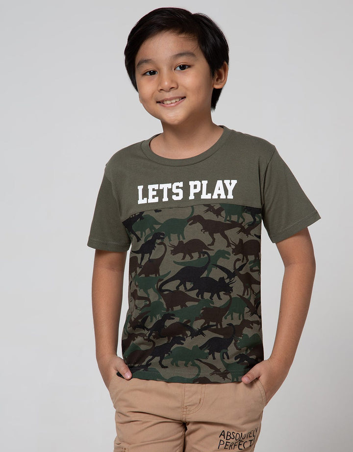 Little M Short Sleeve T-Shirt Dino Camo Let'S Play